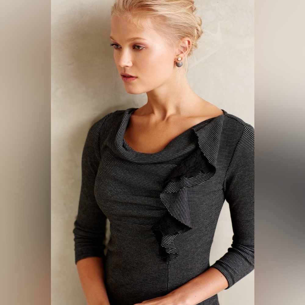 Anthropologie | Deletta 'Ophelia' Black Ruffled Top XS